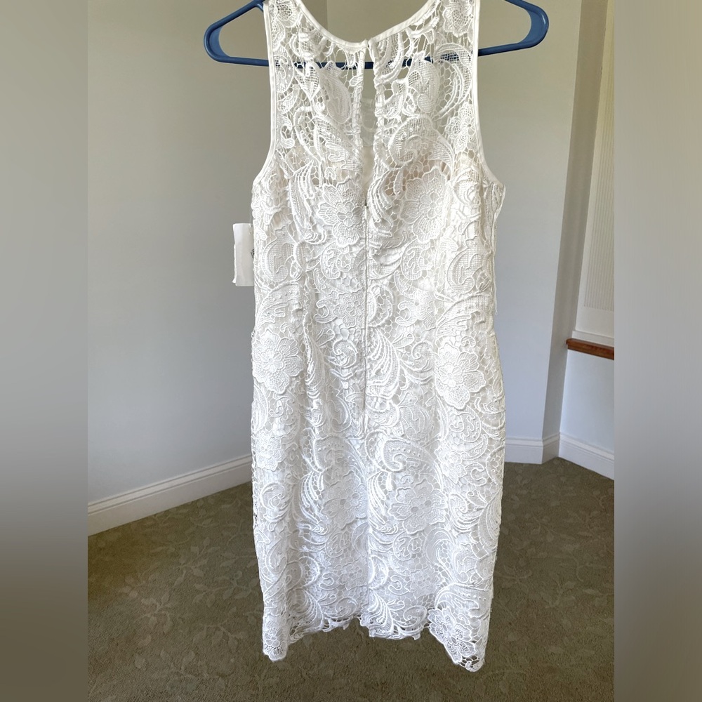 White lace overlay dress from Adrianna Papell